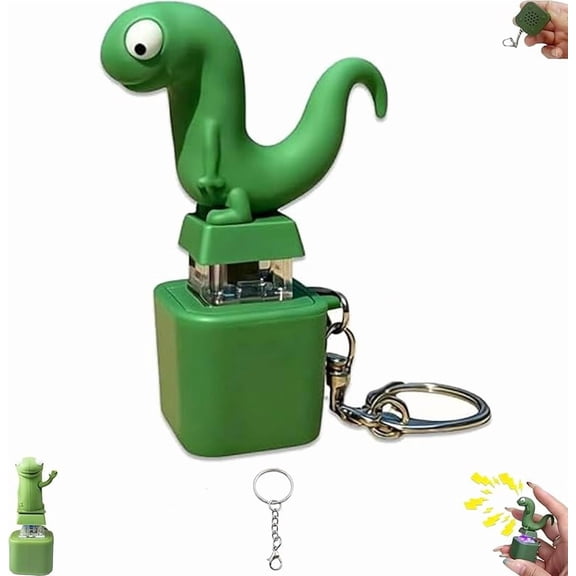 Carlikeit Lizard Button Keychain, Rechargeable Sound and Light Fidget Toy for Stress Relief, Portable Anxiety Aid Keychain with Colorful Lights for Adults and Kids