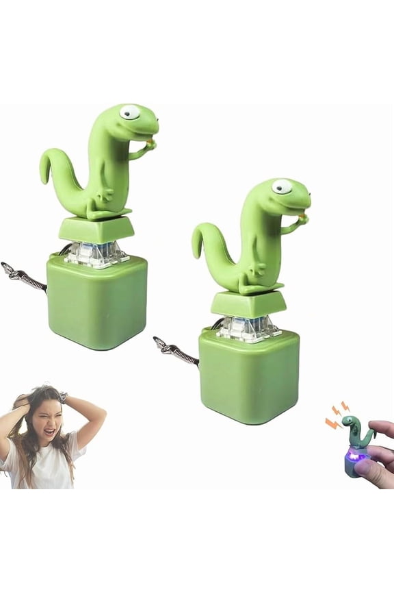 Wrongduck Lizard Keychain Sound Fidget Toy 2025, Rechargeable LED Talking Clicker for Stress Relief and Sensory Fun, Portable Anxiety Aid for Adults and Kids, Office Desk Accessory