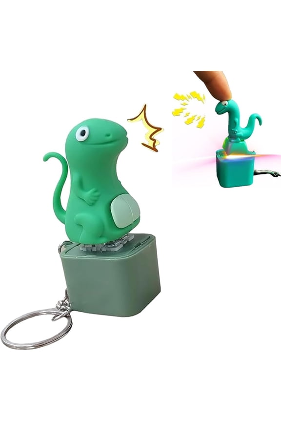 Wrongduck Lizard Sound Keychain Clicker Fidget Toy 2026 Rechargeable Light Up Animal Button Gadget Portable Desk Novelty Accessory for Adults