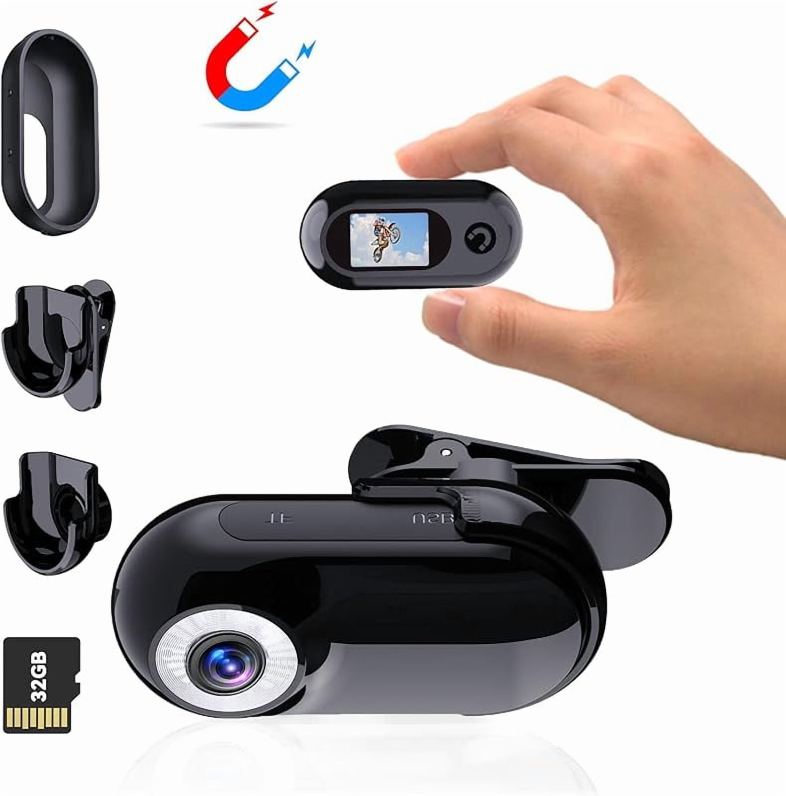 Wrongduck Mini Body Camera 1080P with 32GB Card, Portable Helmet Camera with Audio and Video Recording, Magnetic Multi-Function Action Cam for Travel, Sports, and Pets