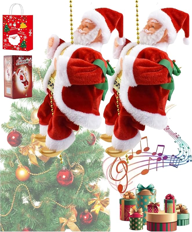 Santa Rope Wrongduck Musical Climbing Santa Claus Decoration, 9