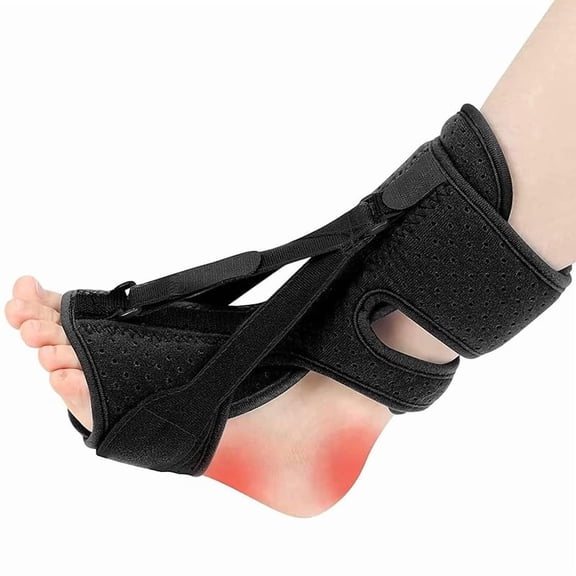 Wrongduck Plantar Fasciitis Night Splint – Adjustable Foot Brace with 3 Straps for Heel Pain, Achilles Tendonitis, Drop Foot Relief – Breathable Soft Padding for Men and Women (Black, 2PC)