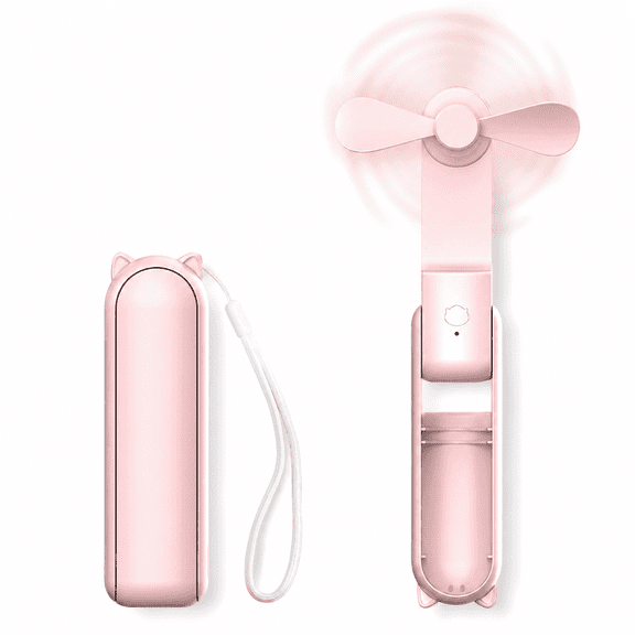 Wrongduck Portable Mini Fan and Power Bank Combo USB Rechargeable Pocket Fan with Flashlight Foldable Desktop Fan for Travel Concerts and Office
