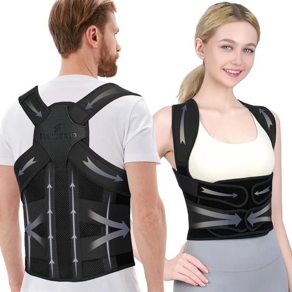 Wrongduck Posture Corrector for Women and Men Adjustable Upper & Lower Back Support Brace Shoulder Straightener Ergonomic Back Alignment Belt for Daily Wear