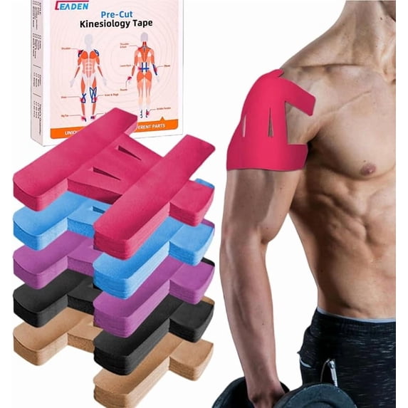 Wrongduck Precut Kinesiology Tape for Shoulder, 10 Pcs Waterproof Elastic Shoulder Support Tape, Breathable Latex-Free Athletic Tape for Stability and Pain Relief