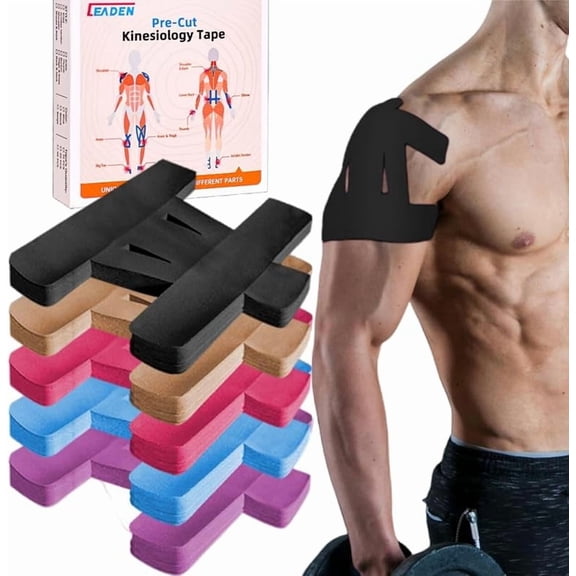 Wrongduck Precut Kinesiology Tape for Shoulder, 10 Pcs Waterproof Elastic Shoulder Support Tape, Breathable Latex-Free Athletic Tape for Stability and Pain Relief