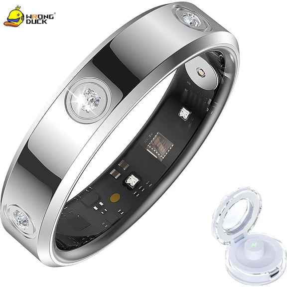 Wrongduck Premium Zircon Fitness Tracking Ring for Women Waterproof Activity Ring with Sleep Tracking for iOS Android