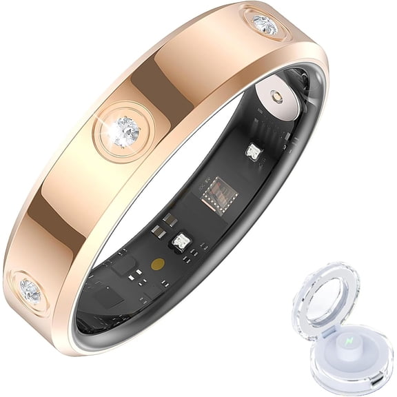 Wrongduck Premium Zircon Fitness Tracking Ring for Women Waterproof Activity Ring with Sleep Tracking for iOS Android