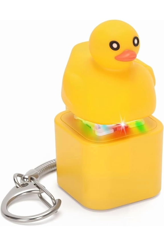 Quacking Duck, Croaking Frog, and Meowing Cat Keyboard Fidget Toy Keychain Set, Rechargeable Clicker with LED Light and Sound, Stress Relief Toy for Adults Anxiety Focus