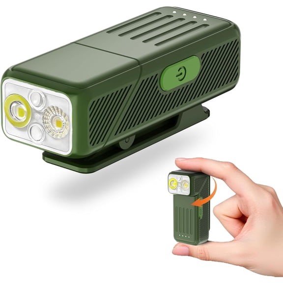 Wrongduck Rechargeable EDC Flashlight Clip-On Light with 90 Rotatable Head, 200 Lumen Mini Hands-Free Pocket Light, Magnetic, 10 Lighting Modes for Camping and Emergencies