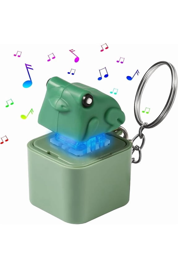 Rechargeable Frog Keychain with Sound and LED Light, Croaking Fidget Toy for Adults and Teens, Stress Relief Keychain, Fun Stocking Stuffer and Anxiety Relief Gift