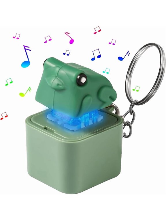 Rechargeable Frog Keychain with Sound and LED Light, Croaking Fidget Toy for Adults and Teens, Stress Relief Keychain, Fun Stocking Stuffer and Anxiety Relief Gift