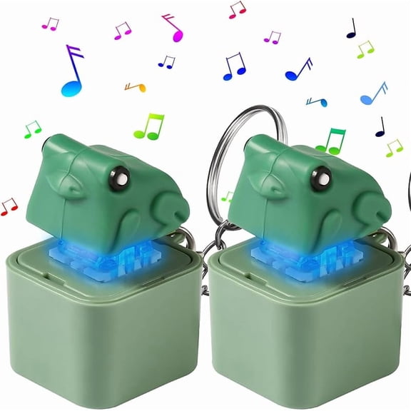 Carlikeit Rechargeable Frog Keychain with Sound and LED Light, Croaking Fidget Toy for Adults and Teens, Stress Relief Keychain, Fun Stocking Stuffer and Anxiety Relief Gift