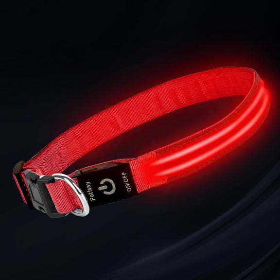 Wrongduck Rechargeable LED Dog Collar Waterproof Reflective Lighted Pet Collar Adjustable High Visibility Glow Collar for Night Walking Hiking Camping