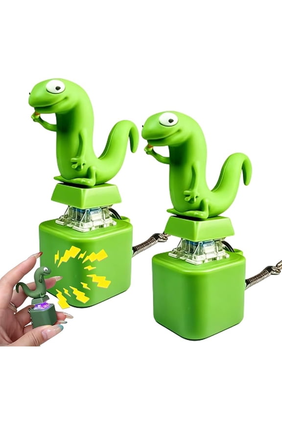 Rechargeable Lizard Button Keychain with Colorful Light & Sound, Interactive Fidget Toy for Stress and Anxiety Relief, Fun Portable Decorative Pendant for Kids and Adults