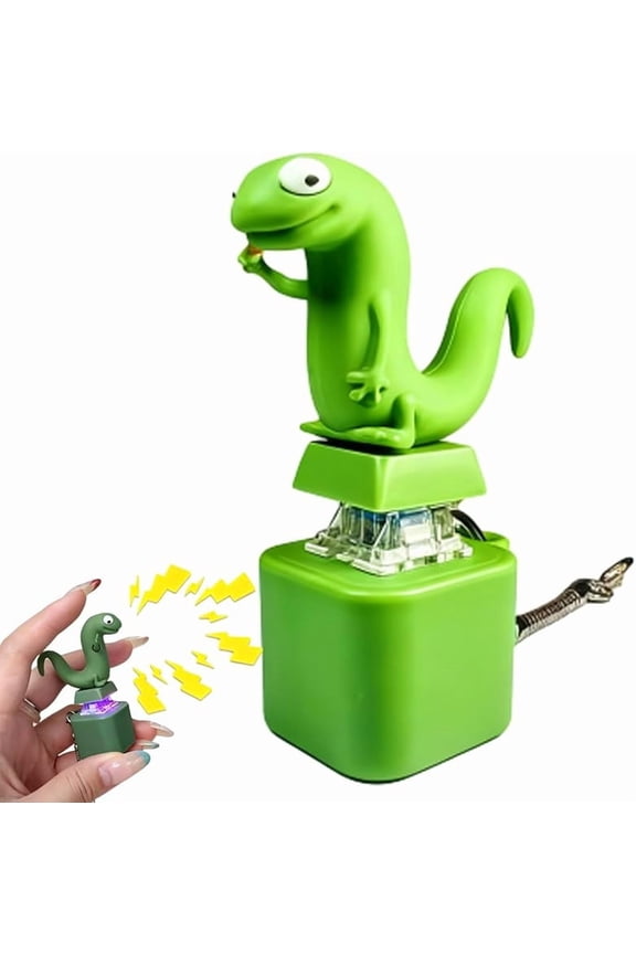 Wrongduck Rechargeable Lizard Button Keychain with Colorful Light & Sound, Interactive Fidget Toy for Stress and Anxiety Relief, Fun Portable Decorative Pendant for Kids and Adults