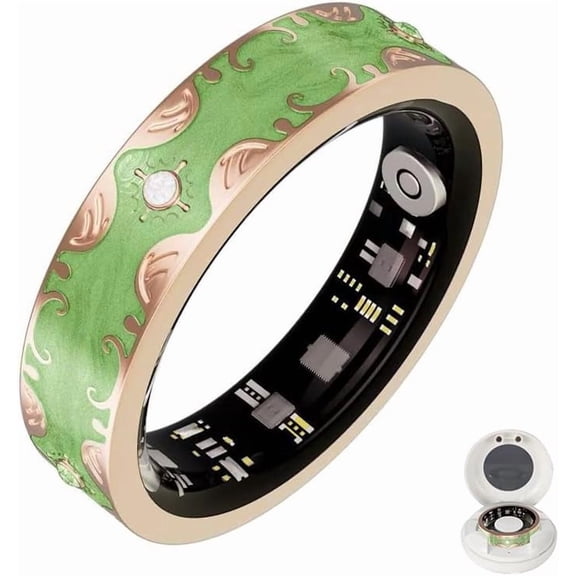 Wrongduck Retro Bluetooth Fitness Tracking Ring for Women IP68 Waterproof Activity Ring with Sleep Tracking Step Counter for iOS Android