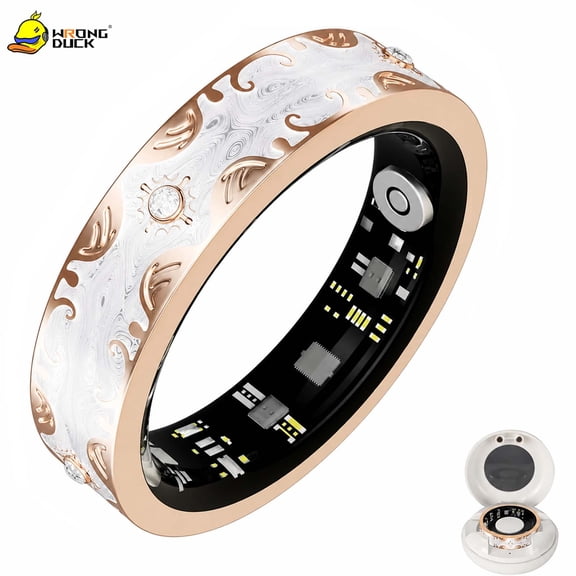 Wrongduck Retro Bluetooth Fitness Tracking Ring for Women IP68 Waterproof Activity Ring with Sleep Tracking Step Counter for iOS Android