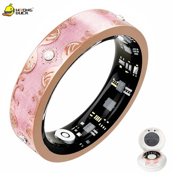 Wrongduck Retro Bluetooth Fitness Tracking Ring for Women IP68 Waterproof Activity Ring with Sleep Tracking Step Counter for iOS Android
