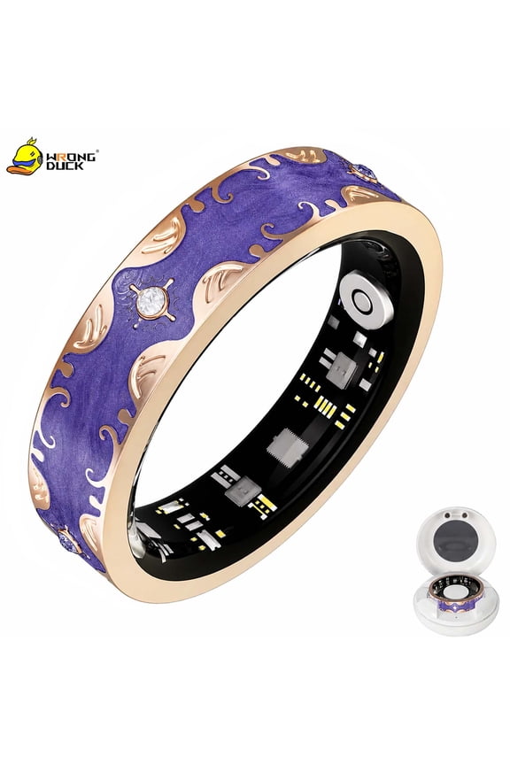 Wrongduck Retro Bluetooth Fitness Tracking Ring for Women IP68 Waterproof Activity Ring with Sleep Tracking Step Counter for iOS Android