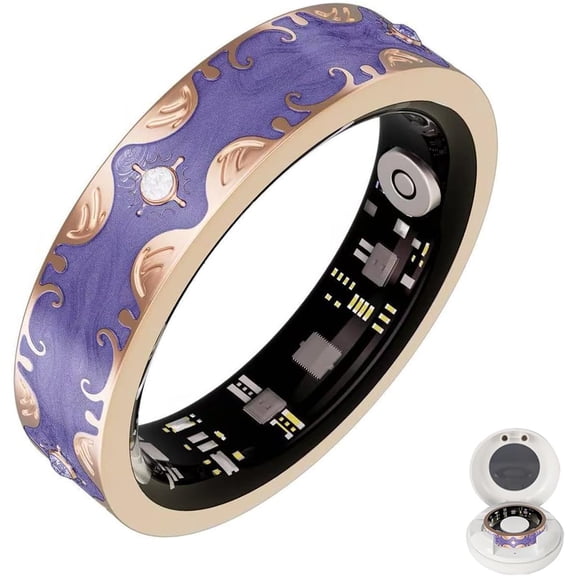 Wrongduck Retro Bluetooth Fitness Tracking Ring for Women IP68 Waterproof Activity Ring with Sleep Tracking Step Counter for iOS Android
