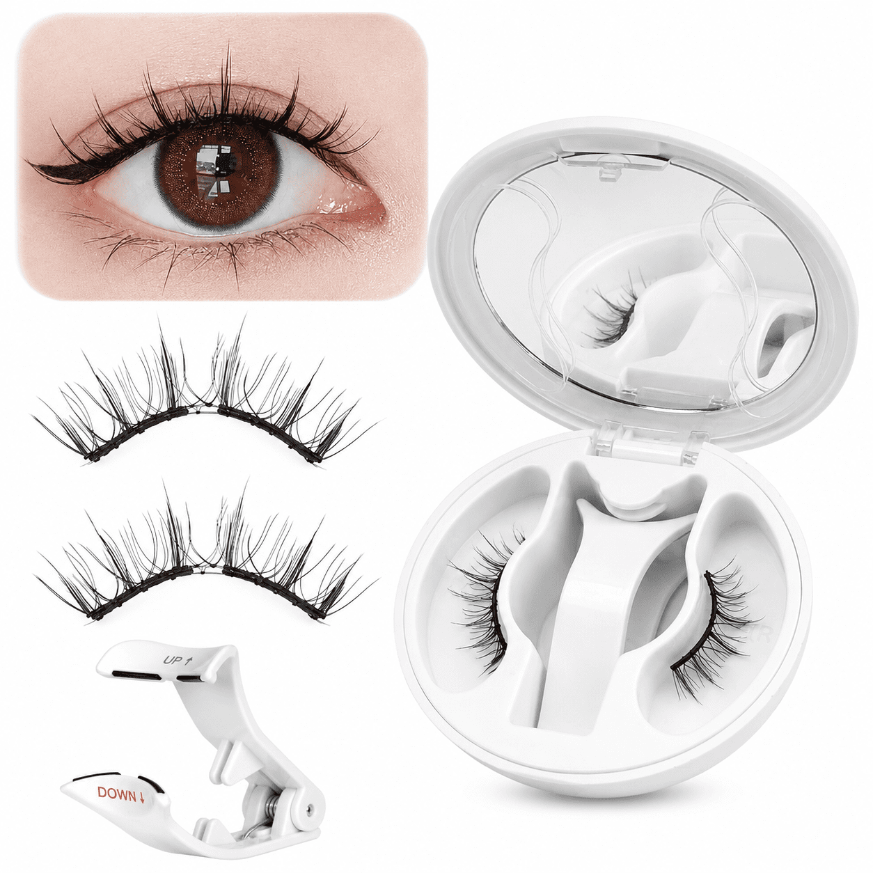 Wrongduck Reusable Magnetic Lash Kit with Precision Applicator, No Glue Required Soft Lightweight Magnetic Eyelashes, Natural Spiky Lash Accent for Daily and Party Styling