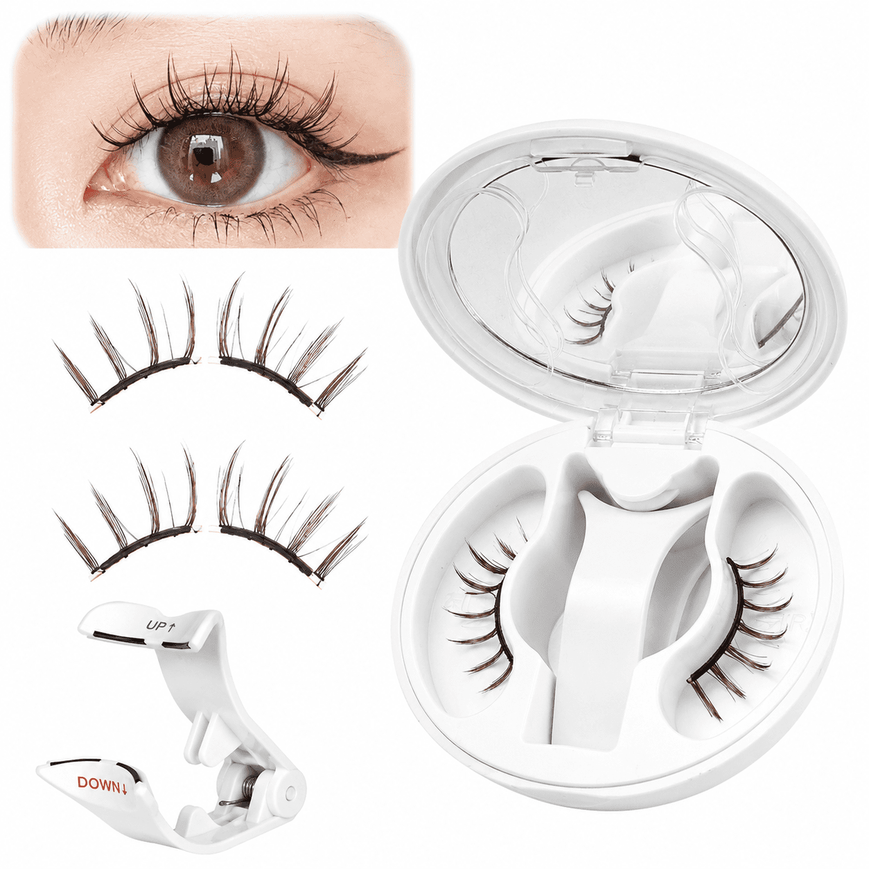 Wrongduck Reusable Magnetic Lash Kit with Precision Applicator, No Glue Required Soft Lightweight Magnetic Eyelashes, Natural Spiky Lash Accent for Daily and Party Styling