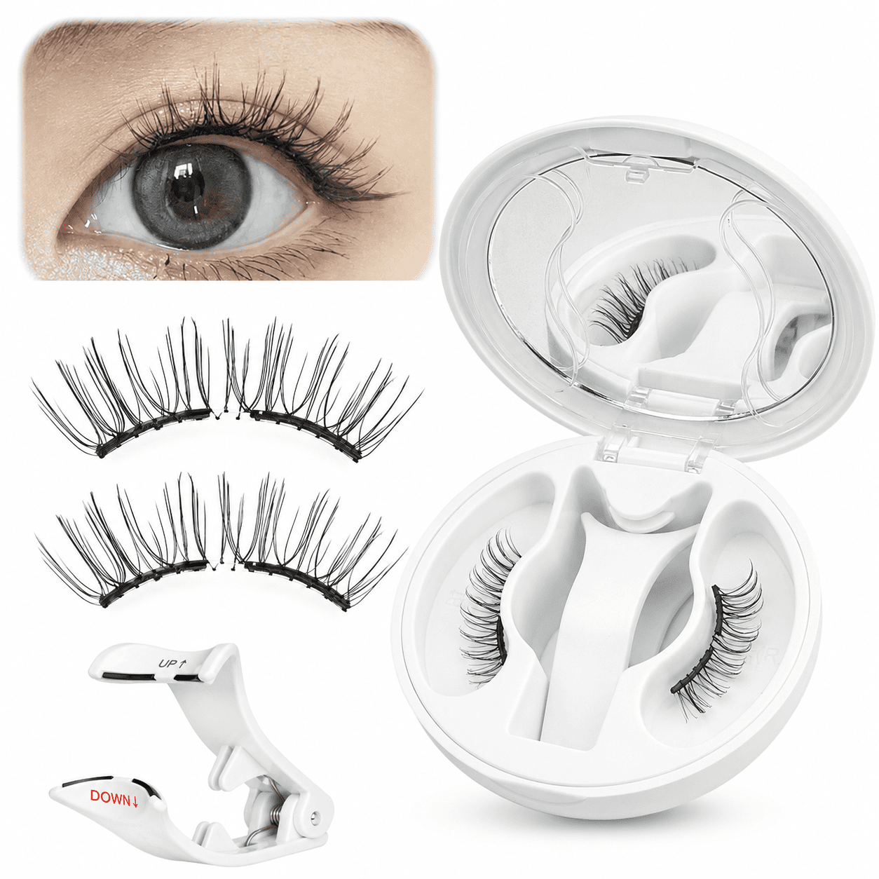 Wrongduck Reusable Magnetic Lash Kit with Precision Applicator, No Glue Required Soft Lightweight Magnetic Eyelashes, Natural Spiky Lash Accent for Daily and Party Styling