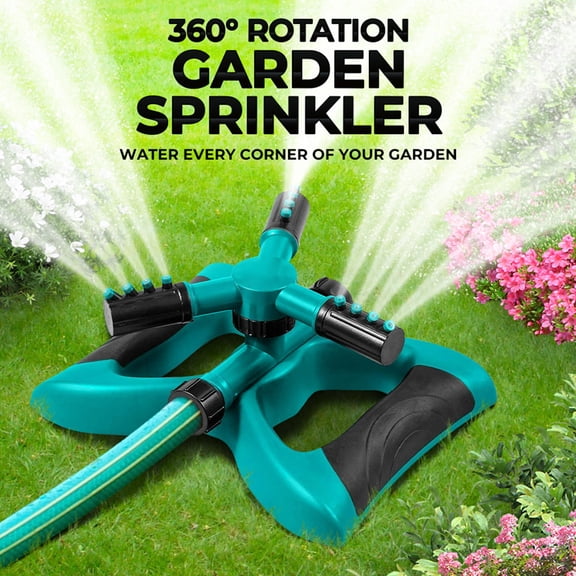 Wrongduck Rotating Lawn Sprinkler with Weighted Base, 360 Adjustable 3-Arm Garden Sprinkler, Expandable Yard Irrigation System for Large Area Coverage