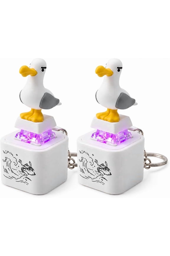 Wrongduck Seagull Sound Button Keychain 2026 Rechargeable Fidget Clicker Toy with LED Light Funny Interactive Desk Gadget Portable Novelty Gift