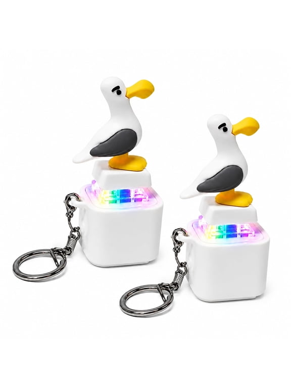 Seagull Sound and Light Button Keychain with Repeating Phrase, LED Reaction Effect and Pressable Clicker for Desk Bag Travel