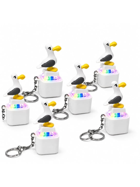 Seagull Sound and Light Button Keychain with Repeating Phrase, LED Reaction Effect and Pressable Clicker for Desk Bag Travel