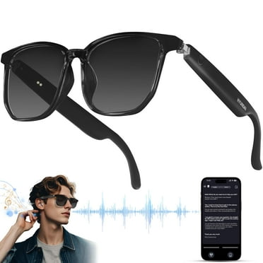 Wrongduck Smart Glasses with AI,Bluetooth Glasses with 110+ Translation,Smart Glasses for Men&Woman,Multifunctional Bluetooth Glasses for Men (Black)