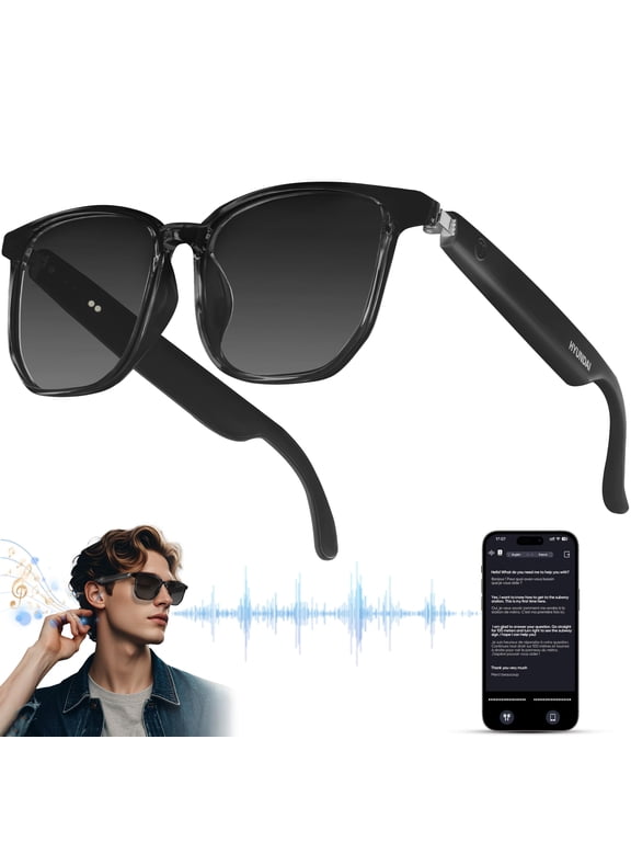 Smart Glasses with AI,Bluetooth Glasses with 110+ Translation,Smart Glasses for Men&Woman,Multifunctional Bluetooth Glasses for Men (Black)