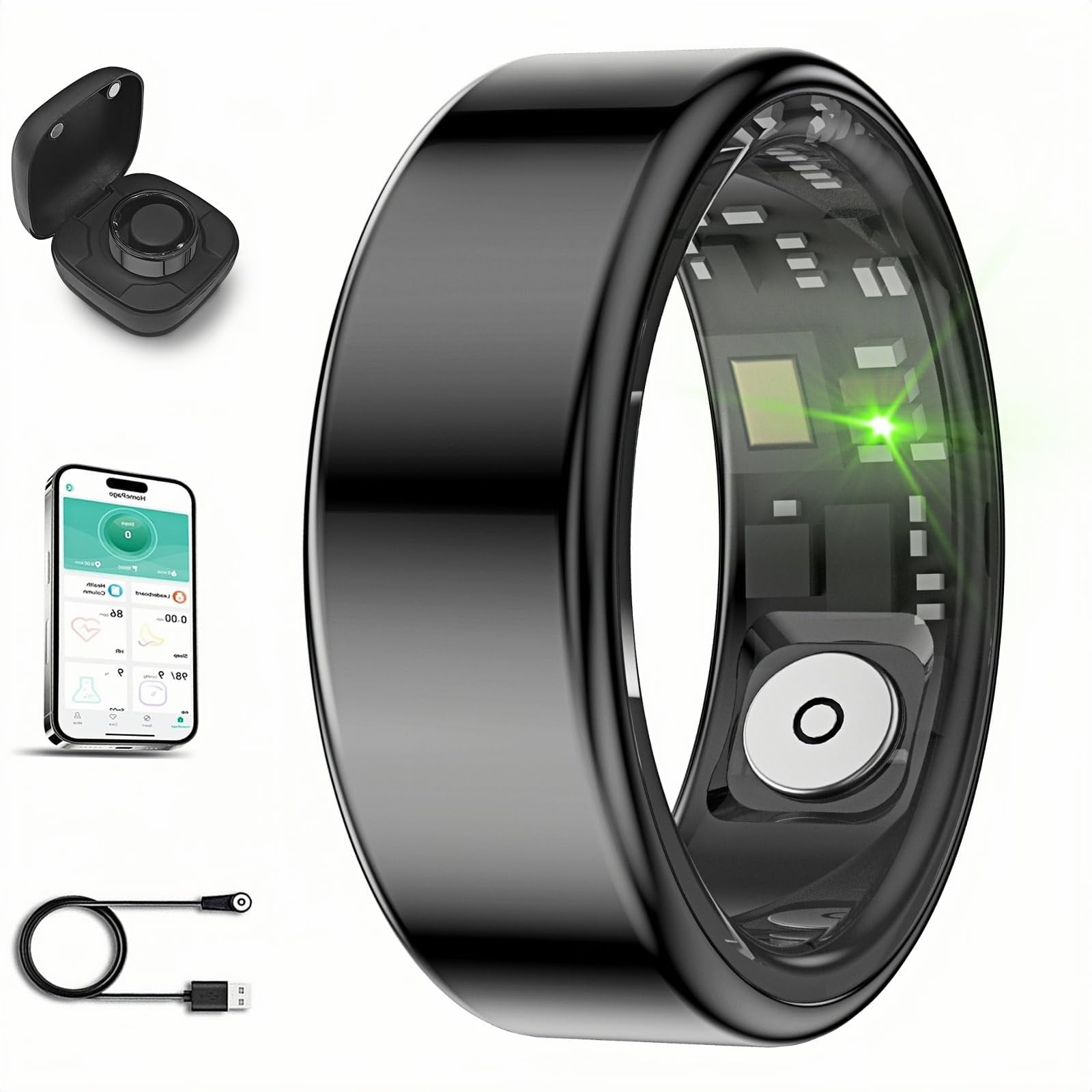 Wrongduck Smart Ring for Men Women with Black Charging Box, Bluetooth ...
