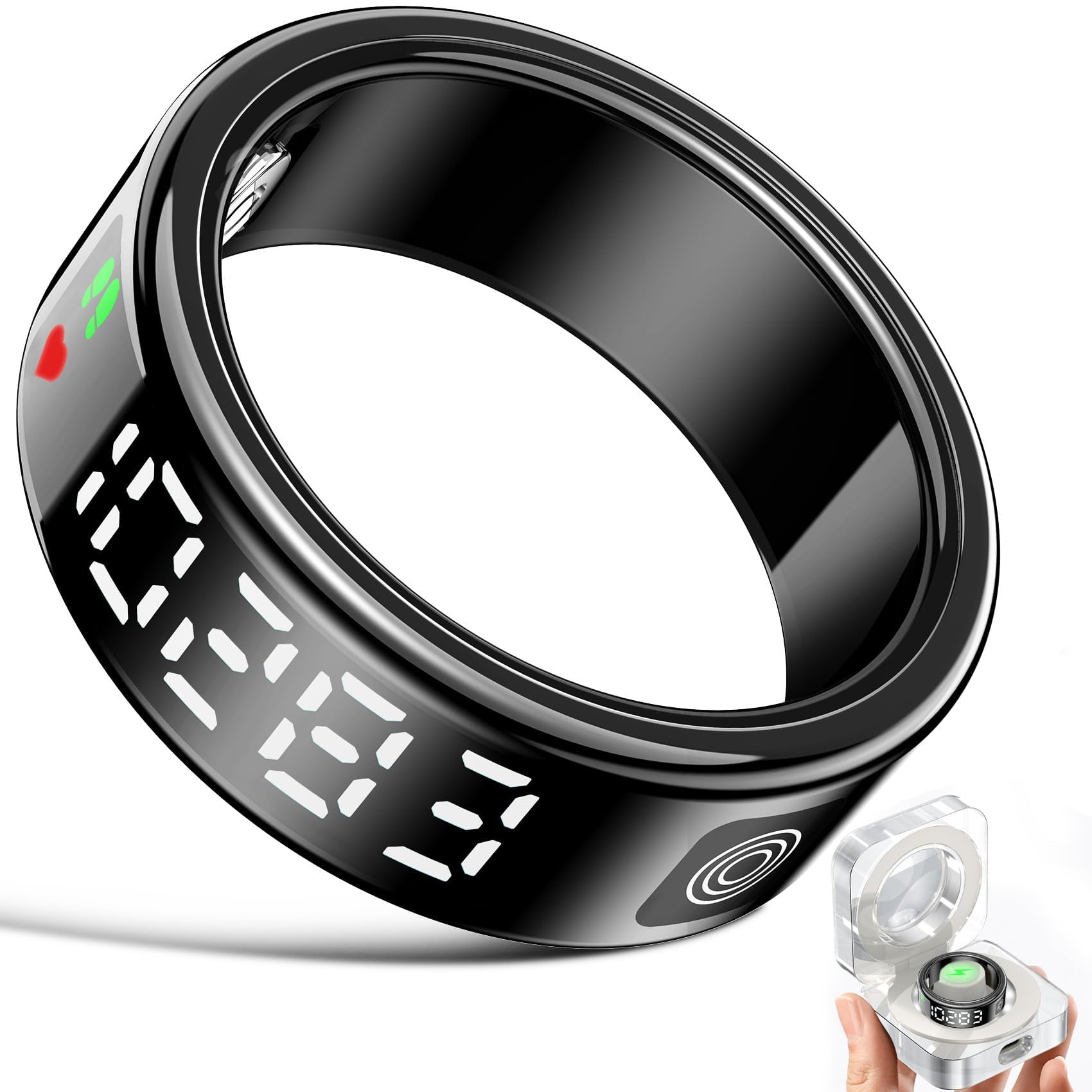 Smart Ring with LED Display Screen, Activity/Sleep/Step, Bluetooth ...