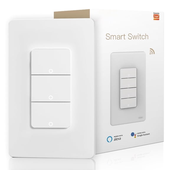 Wrongduck Smart WiFi 3 Gang Light Switches, 2.4GHz Neutral Wire Required, App Remote Control Switch Compatible with Alexa Google Assistant for Home Lighting