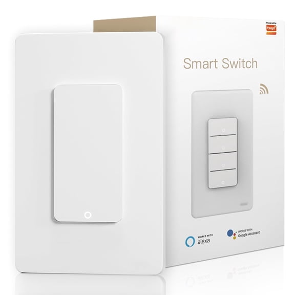 Wrongduck Smart WiFi Single Pole Light Switch, 2.4GHz Neutral Wire Required, App Remote Control Switch Compatible with Alexa Google Assistant for Home Lighting