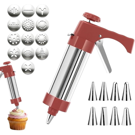 Wrongduck Stainless Steel Cookie Press, 2026 New Cookie Press Gun Kit with 13 Cookie Discs and 8 Icing Tips for Baking and Decorating