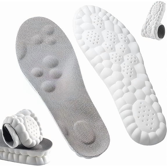 Wrongduck Steppers Insoles for Men and Women, 4D Memory Foam Cloud Shoe Inserts with Arch Support, Breathable and Shock-Absorbing Cushion Pads, Trim to Fit Insoles for All Shoes, Work, Sports, Daily