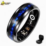Wrongduck Titanium Steel Fitness Tracking Ring with Nebula Pattern for Women Men Wireless Charging Activity Ring for iOS