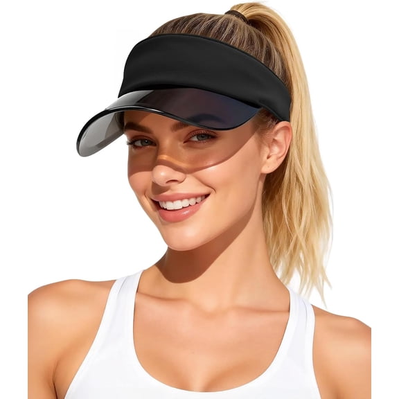 Wrongduck Transparent Sun Visor Hat 2026 Upgrade UPF 50+ Clear Wide Brim Adjustable Drawstring Cap Lightweight UV Blocking Visor for Golf Tennis Outdoor Use