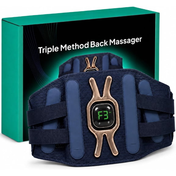 Wrongduck Triple Method Back Support Massager with Heat, Vibration and Lumbar Arch Support, USB Rechargeable Back Comfort Device with Adjustable Dual Straps for Home and Office