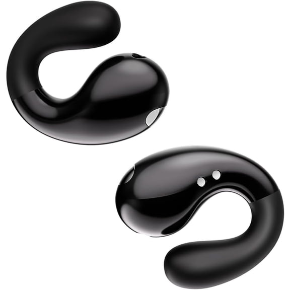 Wrongduck Ultra Open Ear Earbuds Clip-On Bone Conduction Headphones with Secure U-Clip, 0.01 lb Lightweight Waterproof Over Ear Design for Small Ears, Night Black