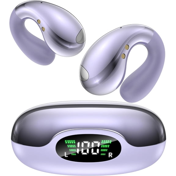 Wrongduck Ultra Open Ear Earbuds Clip-On Bone Conduction Headphones with Secure U-Clip, 0.01 lb Lightweight Waterproof Over Ear Design for Small Ears, Night Black