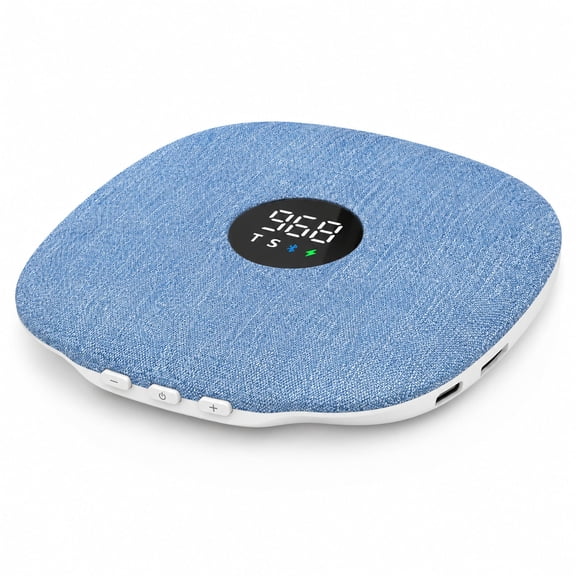Carlikeit Under Pillow Speaker with Dual Bone Conduction, Bluetooth 5.4, MicroSD Playback, LED Display, 955-Minute Timer, Blue