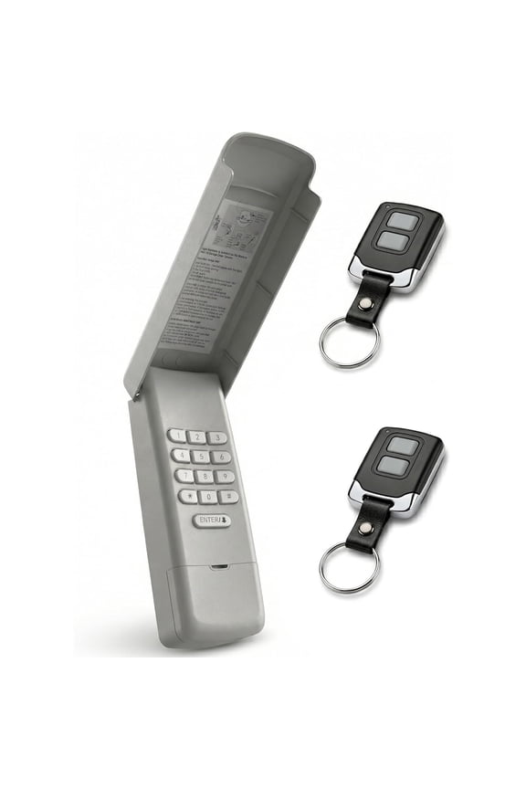 Wrongduck Universal Garage Door Keypad and Remote Bundle, Keyless Entry Keypad with 2 Keychain Remotes Compatible with LiftMaster Chamberlain Craftsman