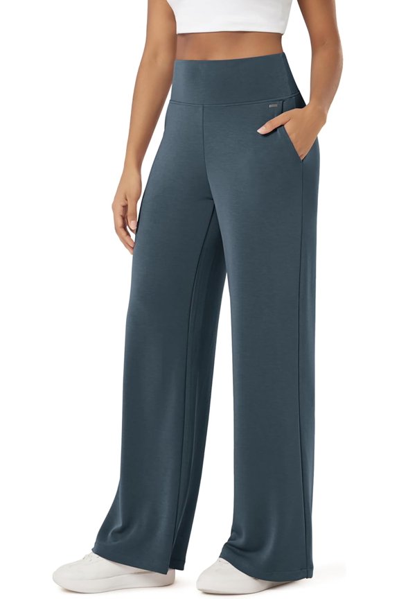 Wrongduck Women Relaxed Wide Leg Modal Pants High Waist Casual Lounge Pants Adjustable Drawstring with Pockets 29 Inch Inseam