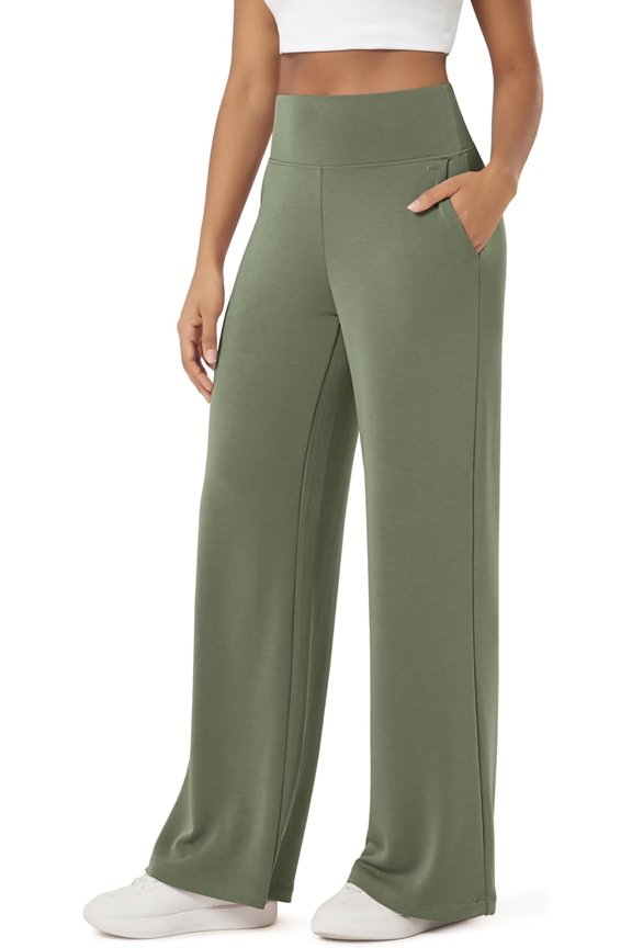 Wrongduck Women High Waist Modal Lounge Pants Adjustable Drawstring Wide Leg Casual Pants with Pockets Relaxed Fit 29 Inch Inseam