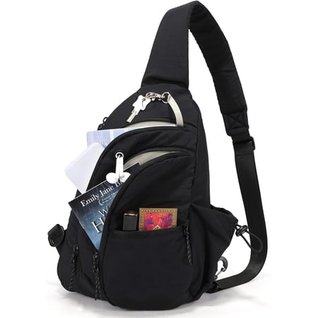 Wrongduck Women Sling Bag Anti Theft RFID Nylon Crossbody Purse with Adjustable Strap Travel Shoulder Chest Bag Fits 9.7 Inch Tablet